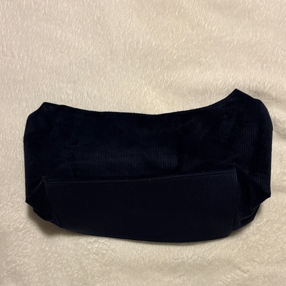 Elegant Navy Corduroy Pouch with Bow - Picture 3 of 4